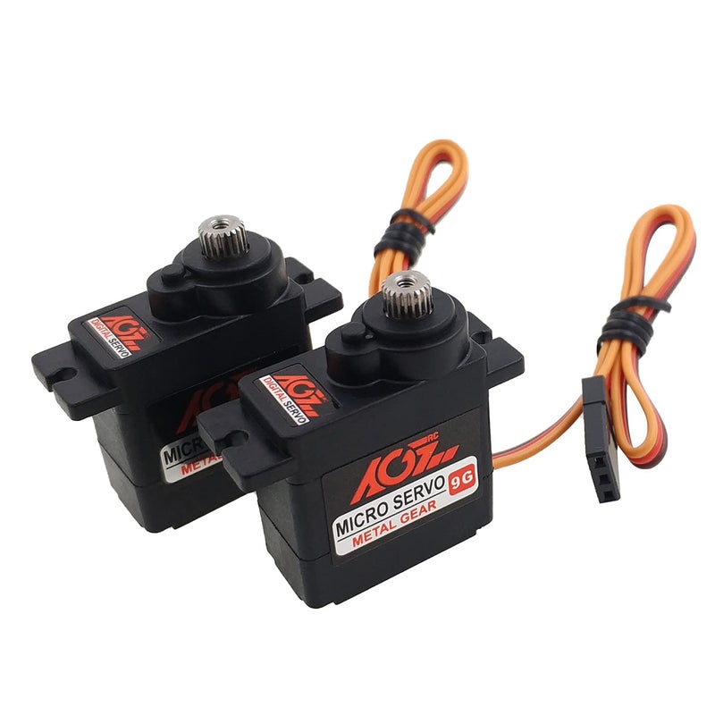 AGFRC 2PCS AGFRC Micro 9g RC Servo Motor Kit - Digital 2.8KG Metal Gear Mini Servo for RC Helicopter Airplane Car, Control Angle 180Â° - Image 1